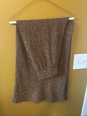 Very J Brown Leopard-Print Wide Leg Jeans
